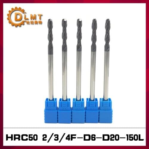 1PC Flat Endmills End Mill HRC50 D6-D20 150L 2F 3F 4F Solid Carbide Aluminum Cutter CNC Lathe Milling Cutter Tools