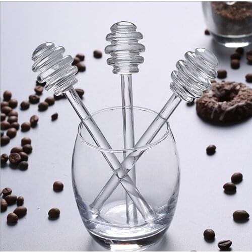 1Pc Honey Spoon Glass Honey Dipper Stick Syrup Dispenser Server 6 Inch Glass Honey Spoon Stick for Honey Jar Kitchen Accessories
