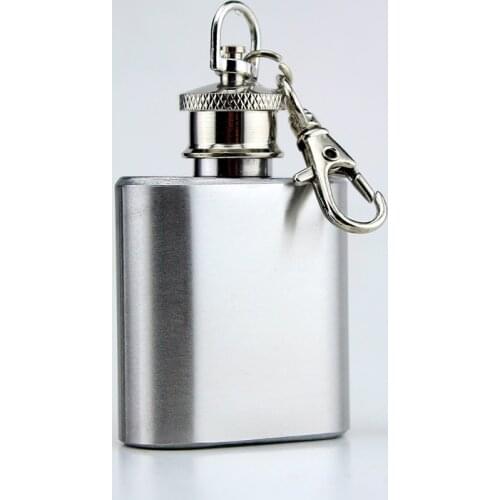 200pcs 1oz Mini Hip Flask Strap Stainless Steel Metal Portable Pocket Flagon Alcohol Wine Bottle With Keychain