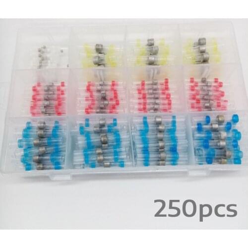 250pcs Waterproof Solder Seal Heat Shrink Wire Butt Terminal Connector Set With Box