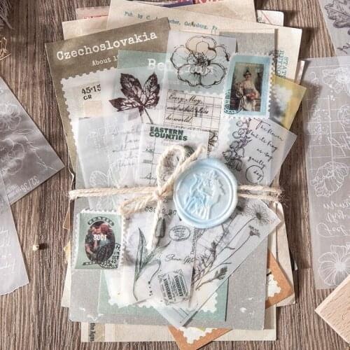 30Pcs Plant Theme Butterfly Sulfuric Acid Material Paper Junk Journal Planner Scrapbooking Vintage Decorative DIY Craft Paper