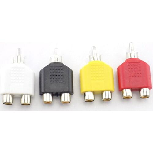 4pc 3.5mm RCA jack 1 Male to 2 Female Y Splitter AV Audio Video Plug Adapter Converter RCA Plug To Double connectors Accessories