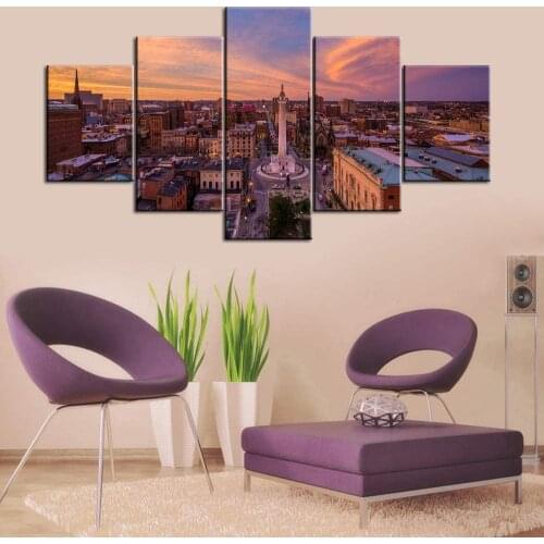 5 Panel Landscape Painting City View Picture Decoration Home Wall Art Posters And Prints Picture Modern Artwork For Hotel