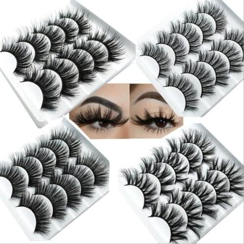 50set/lot 5Pairs/set 3D Synthetic Fiber Soft And Thick False Eyelash Handwork Curl Crisscross Eyelash Extensions Makeup HA1875