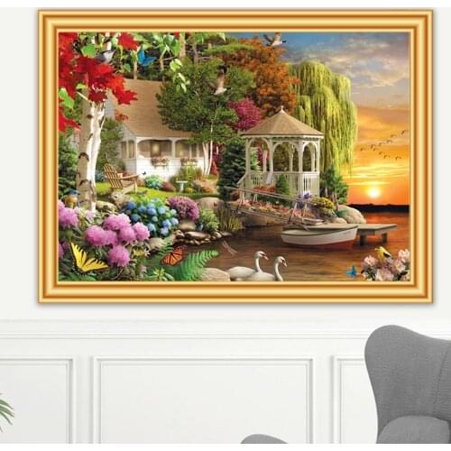 5D Diy Diamond Painting "Garden & house"Full Square Drill Diamond Embroidery Mosaic Picture Rhinestone Cross Stitch Decor Gift