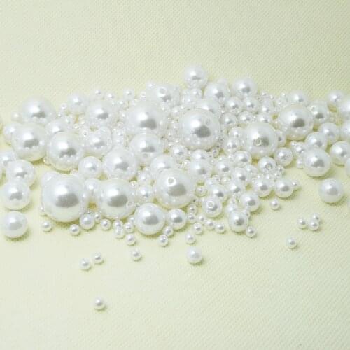 Pick Size 4.6.8.10.12.14.16.18.20mm ABS Color White Imitation Pearls Beads Round Loose Beads Fit DIY Jewelry Making
