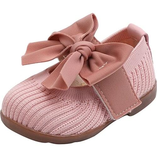 2021 Baby Shoes Childrens Princess Shoes Soft-soled Toddler Shoes Casual Flats Bow-knot Sweet Cute Hot Non-slip Fashion Infant