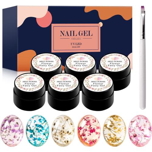 7pcs/lot Flower Fairy UV Gel Nail Polish 5ml Colorful Top & Base Coat Soak Off Nail Art Gel With Nail Brush Varnish Design Kit