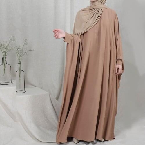 Eid Muslim Women Prayer Garment Dress Jilbab Abaya Long Khimar Bat Sleeve Kaftan Ramadan Gown Abayas Islamic Clothes Niqab Burka