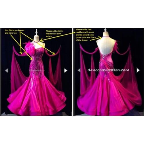 Customer custom-made ballroom dress Moderne Waltz Standaard Concurrentie Strass Jurk. . sociale dance dress