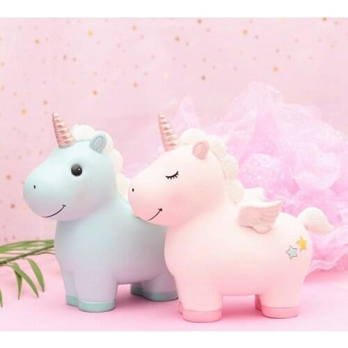 Ceramic Animal Coin Boxes Pink Unicorn Kids Piggy Bank Money Boxes Home Decoration Christmas Gifts Figurines Toys For Gift