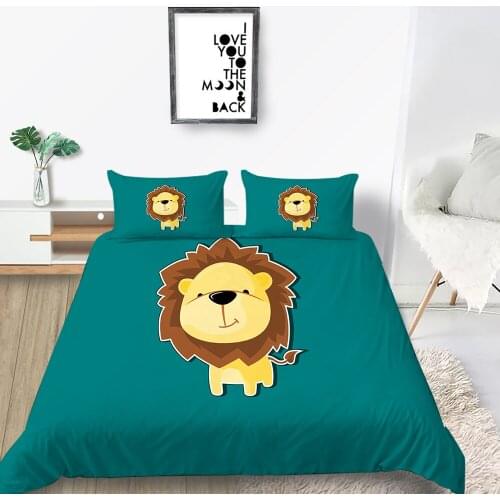 Lion Bedding Set Queen Size Fashionable Cute Cartoon Duvet Cover For Children King Twin Full Single Double Unique Design Bed Set