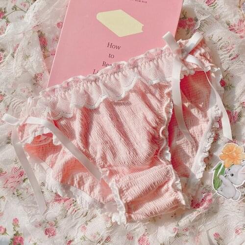 Lovely ribbon bowknot pants Japanese girl heart pure cotton and comfortable lolita lace lace fresh students