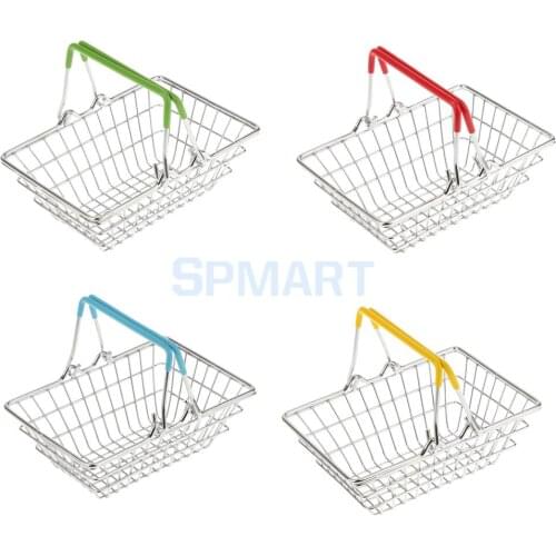 MagiDeal Miniature MIni Shopping Basket Table Storage Basket for Dollhouse Desk Table Decor Children Pretend Play Toy 4Colors