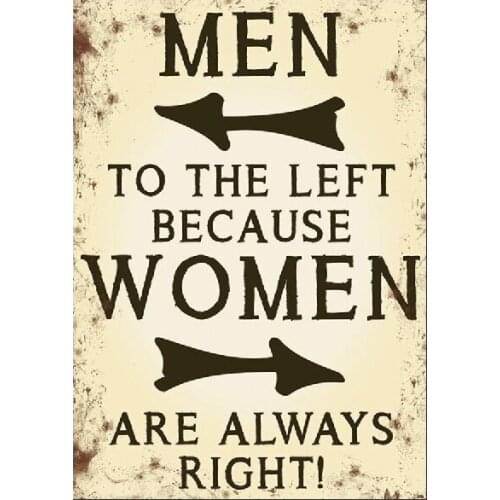 Men to the left Women always right Man Cave Bar Pub Plaque Party Gift funny sign