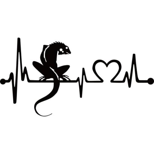 15cm * 7cm Iguana Reptile Lizard Heartbeat Auto Stickers Pvc Creative Classic Cool Graphics Car Decal Accessories