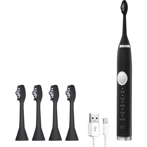New Electric Toothbrush Rechargeable Toothbrush 4 Brush Heads Smart Timer High Frequency Soft Bristles Adult Toothbrush Kit