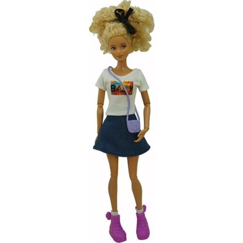 1/6 BJD Clothes For Barbie Doll Clothes White Shirt Tops Skirt Bag Socks Shoes Outfit Costume 11.5" Dolls Accessory Kid Toy Gift