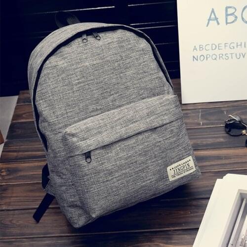 Solid Color Canvas Backpack Daily Unisex Middle School Student Bag Trend Fashion College Style Mens Business Travel