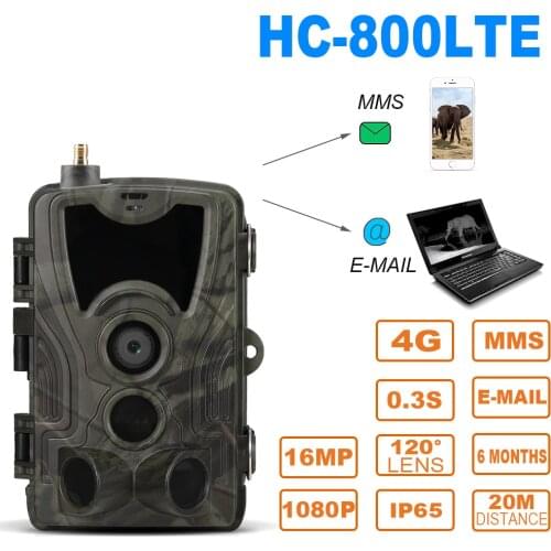 HC801 4G MMS SMS Hunting Camera 16MP 1080P Trail Camera PIR Infrared Night Vision Wildlife Camera Photo Traps 0.3s Trigger
