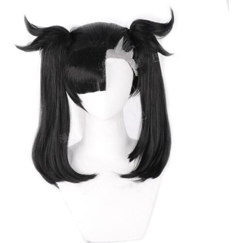 Anime Pokemon Sword Shield Marnie Cosplay Wigs Black Double Ponytail Heat-resistant Synthetic Hair Wig