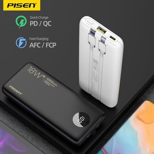 Power bank 18W super fast charging mobile power ultra thin cable mini portable