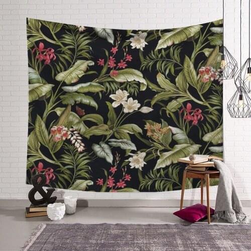 Tropical Plant Pattern Polyester Wall Cloth Hanging Tapestry Wedding Party Gift Bedspread Beach Towel Yoga Picnic Mat