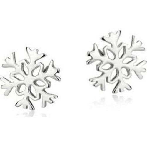 Christmas Gift Temperament New Fashion 925 Sterling Silver Jewelry Snowflake Simple Exquisite Earrings SE46