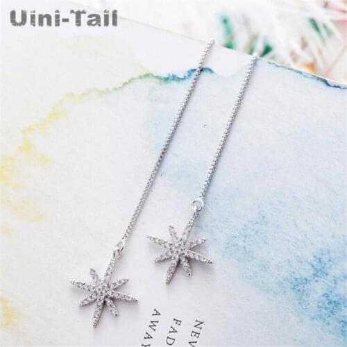 Uini-Tail hot new 925 sterling silver tassel long star earrings Korea simple temperament fashion ear line high quality GN394
