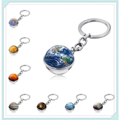 Glass Ball Car Key Chain Earth Sun Mars Art Picture for Renault Kwid Espace Kangoo Alaskan Trezor Fluence Alpine