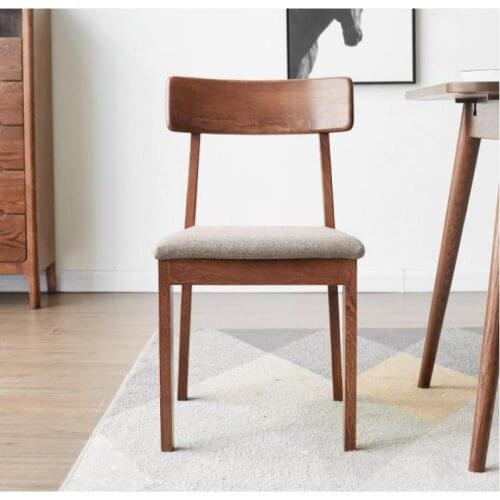 Solid wood dining chair simple modern household oak computer chair nordic restaurant soft bag leisure chair