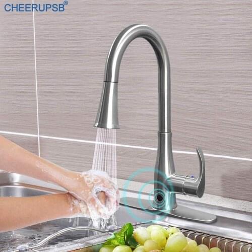 Smart Motion Infrared Sensor Faucet Kitchen Sink Automatic Touchless Crane Deck Mount Pull Out Hands Free Taps Modern Luxury Tap