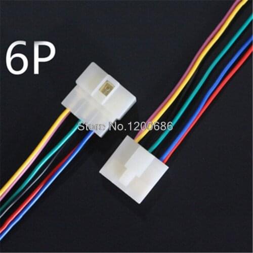 10CM 6.3mm 6P male connector harness male and female docking plug terminal wire harness