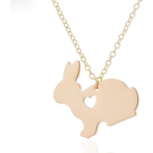 12PC Gold Color Lovely Animal Bunny Pendants Necklaces Rabbit Charm Necklace For Women Animal Jewelry Necklace Party Gifts Hot