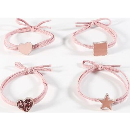 2019 New Pink High Quality Popular Cartoon Cute Solid Elastic Hair Bands Love Headband Rubber Band Lady Hair Accessories