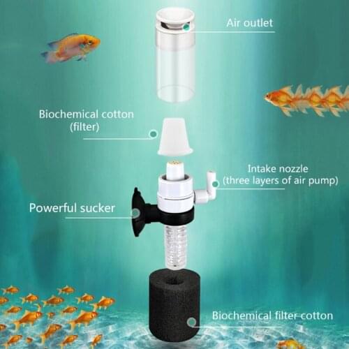3 in 1 Ultral Slient Mini Fish Tank Aquarium Pond Internal Plastic Suction Filter Oxygen Pump Submersible Pump Accessories