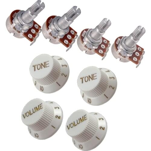 4pcs 500K Push Pull Short Shaft Audio Taper Potentiometers + Volume Control Knobs