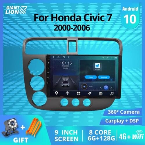 2DIN Android10.0 Car Radio For Honda Civic 7 2000-2006 GPS Navigation Stereo Receiver Car Multimedia Player DSP Auto Radio IGO