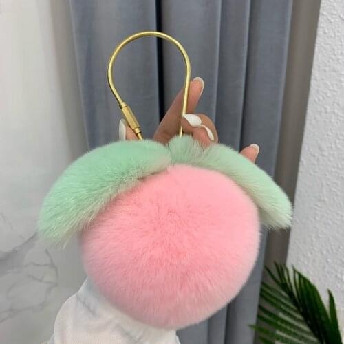 1pcs Lovely Plush Peach Heart Bag Pendant Pink Peach Car Key Chain Hanging Gift Super Soft Lovely Gift for Girl Kids