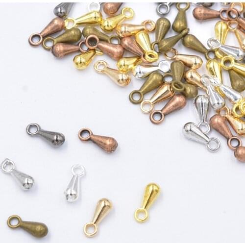 200pcs Mixed Metals Colors Water Drop End Beads Extender Chain Pendant Beads for DIY Jewelry Making Findings Accessories