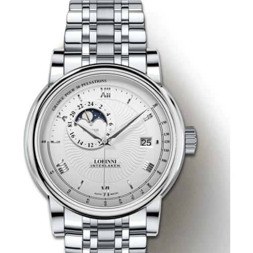 LOBINNI Watch Men Japan Import Automatic Mechanical MOVT Men Watches Sapphire Moon Phase Waterproof Clock 5010M