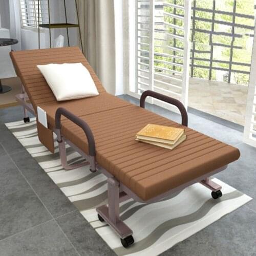 JT-001 65/70CM Heightened Single Folding Nap Sofa Home Lunch Break Bed With Storage Side Bag Lounge Chair Adjustable Backrest