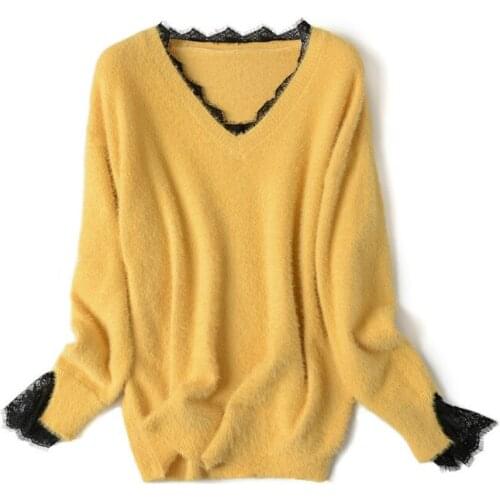 European and American New Style Best-selling High-quality Lace V-neck Sweater Fashion Outdoor Casual Womens Pullover Sweater