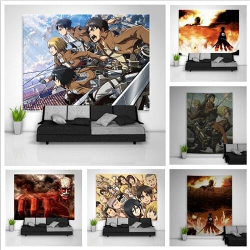 Attack on Titan Eren Jeager Misaki Ackerman Tapestry Art Wall Hanging Sofa Table Bed Cover Home Decor Dorm Gift