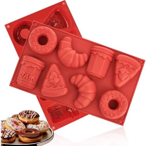 Baking Pastry Tools Bakeware Cake Molds Silicone Non-Stick Round and Flower Cartoon Donut Pudding Jelly Red Kitchen accessories