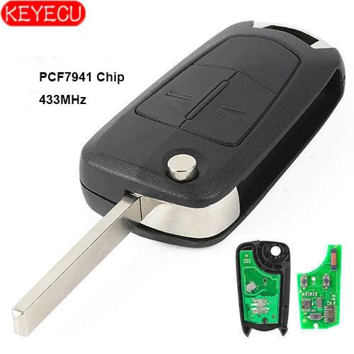 KEYECU 2 Button Remote Car Key Fob 433Mhz PCF7941 for Vauxhall Opel Corsa D 2007-2012