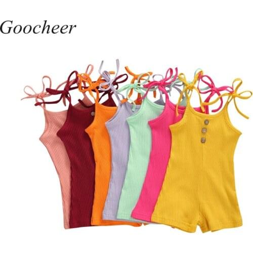 Newborn Toddler Baby Boy Girl Knitted Cotton Romper Baby Lace-up Summer Sleeveless Rib-Jumpsuit Clothes Outfits 7 Colors