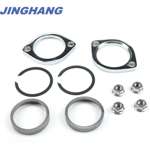 Exhaust Flange Install Kit Pair Flanges Gaskets Nuts Washers For Harley Big Twin