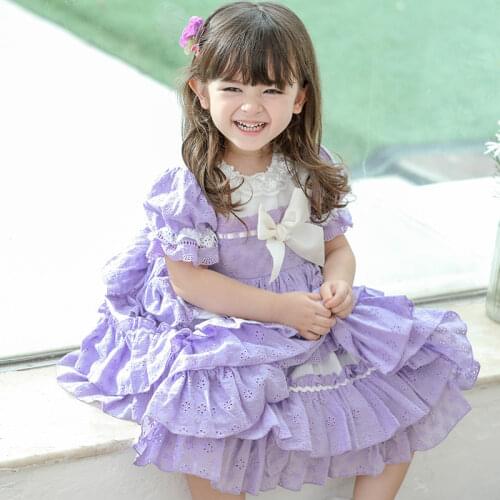 2PCS Lolita Tutu Girls Dress Set Baby Cotton Spanish Princess Ball Gown with Bow Toddler Party Clothing High Quality for Child