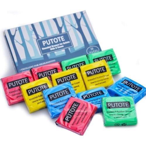 Zayex 9pcs Colorful Plasticity Rubber Soft Eraser Wipe highlight Kneaded Rubber Flexible Pencil Eraser for Kids Art Drawing